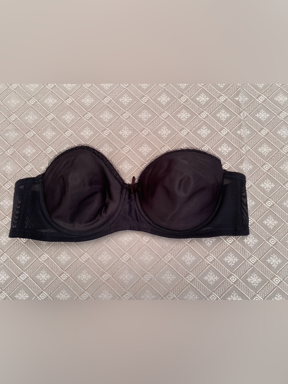 Vintage 1970s Exquisite Form Bare Shoulders Strapless Bra 38B Black Lace 3240